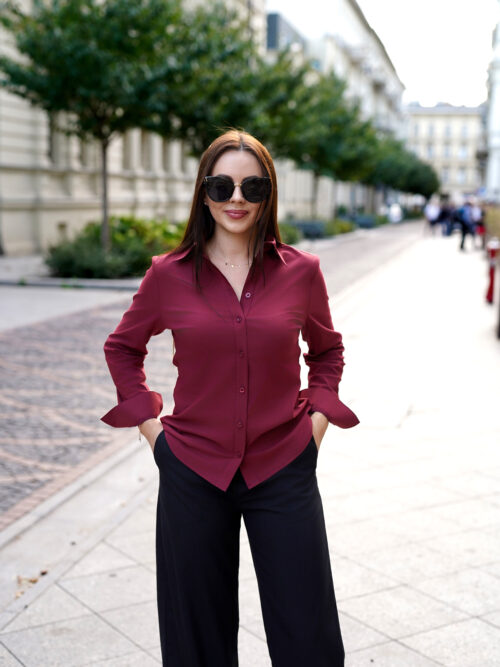 Koszula damska SANDRA klasyczna bordowa