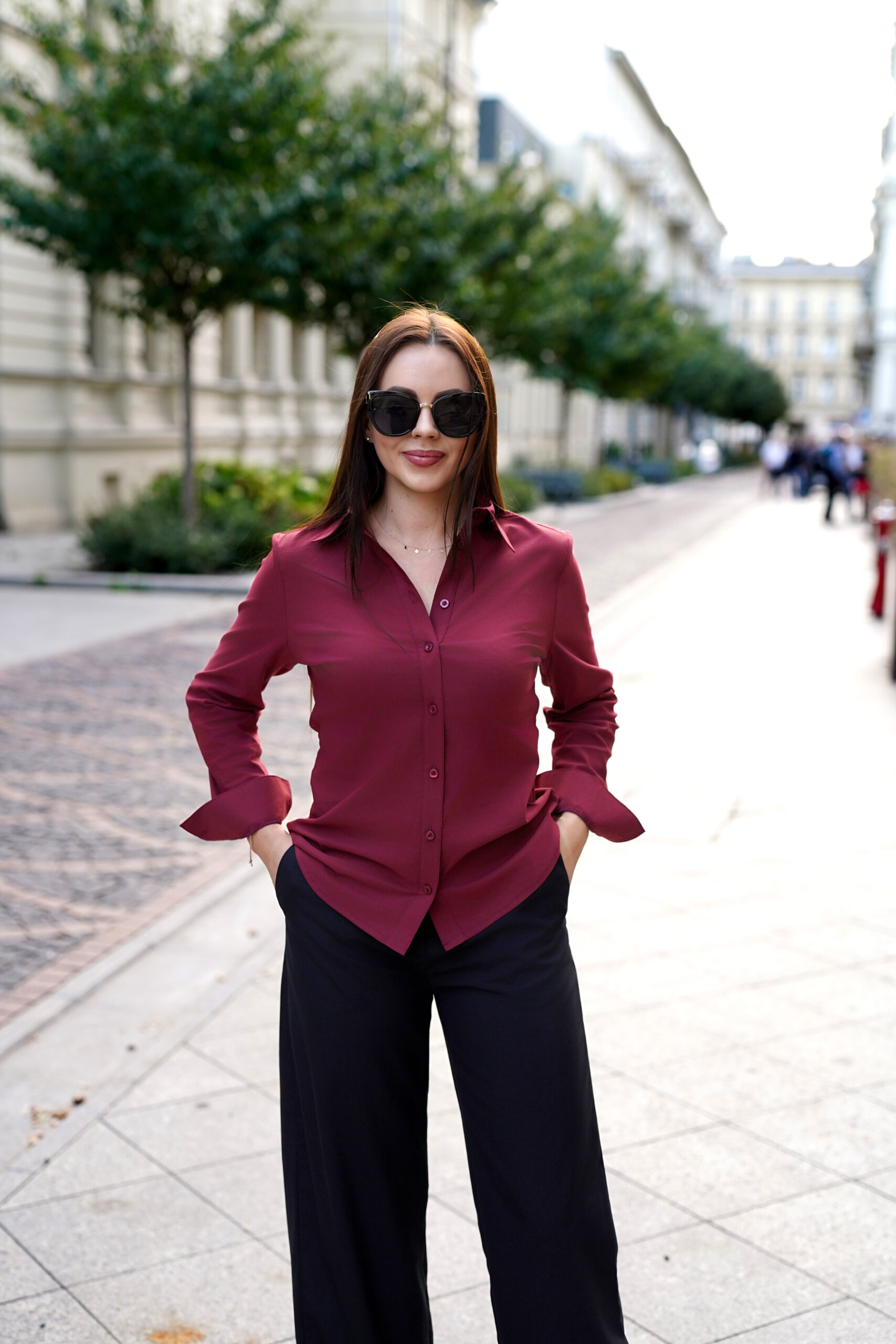 Koszula damska SANDRA klasyczna bordowa